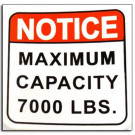 Decal Notice Max Cap. 7,000 lbs.